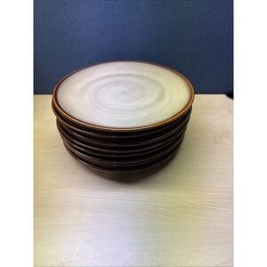 Set of 8 Sango Nova Brown 4933 Salad Plates Earth Tone Stoneware